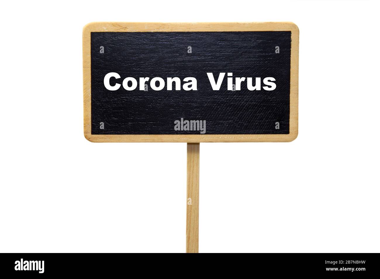 Foto concettuale: Foto simbolica con lavagna e testo Corona Virus Foto Stock