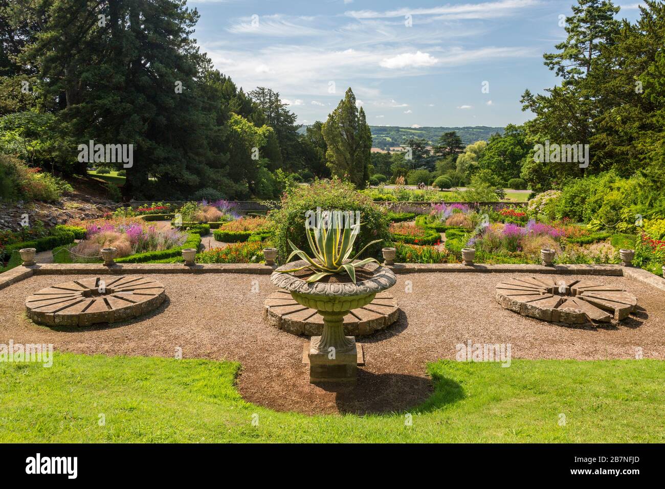Colore Summmer nel Rose Garden a Tyntesfield House, nr Wraxall, North Somerset, Inghilterra, Regno Unito Foto Stock