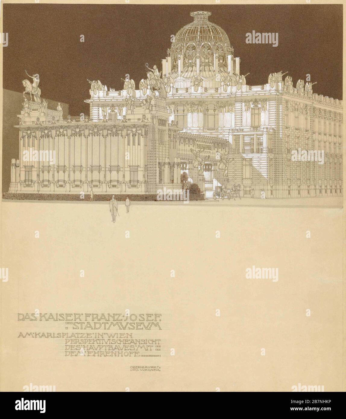 Progetto per il Museo della Città dell'Imperatore Franz Joseph, alla Karlsplatz di Vienna, 1897-1898. Trovato nella collezione del Museo di Vienna. Foto Stock