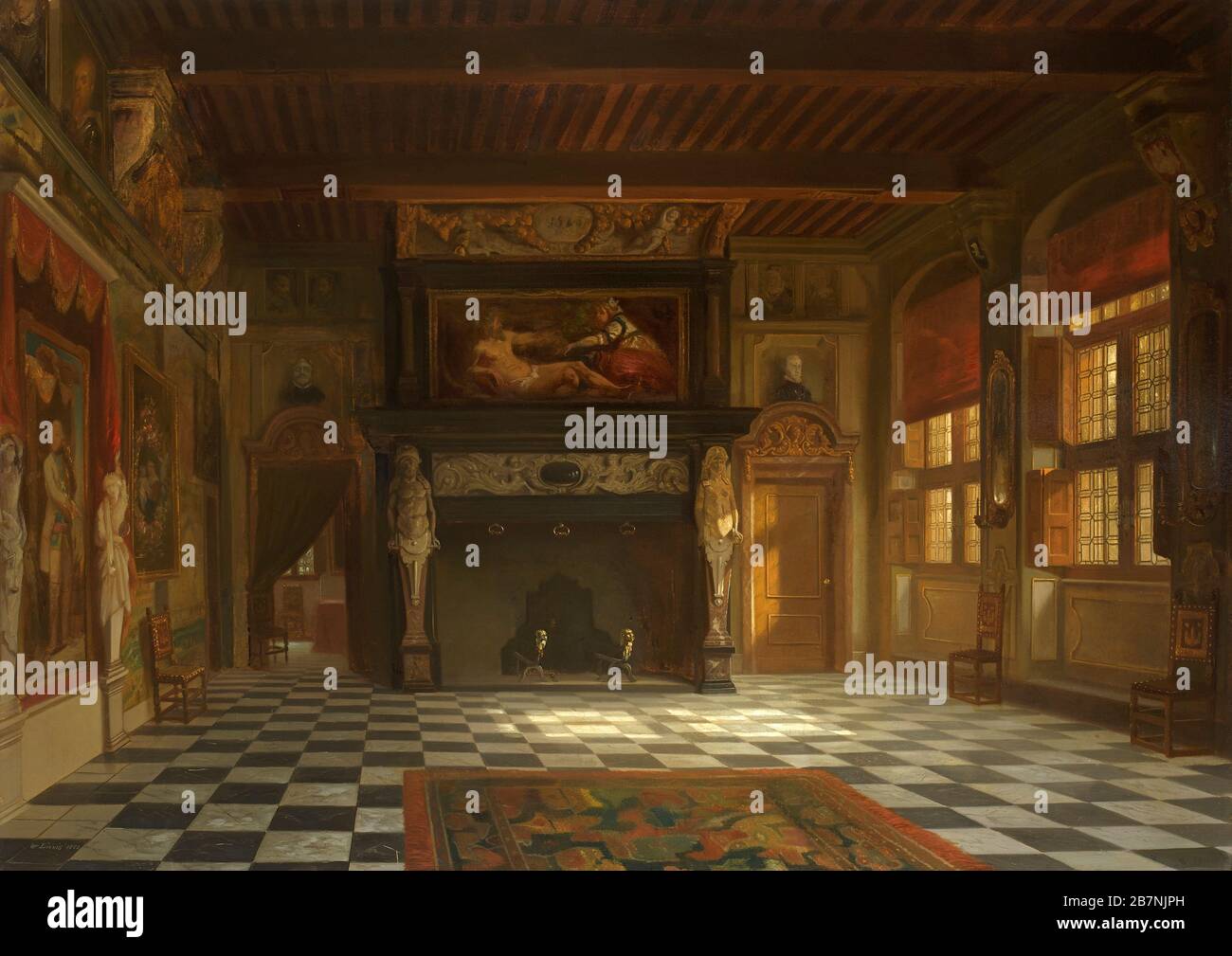 La Sala delle nozze al Municipio (Stadhuis) in Anversa , 1852. Trovato nella collezione di Stadhuis van Antwerpen. Foto Stock