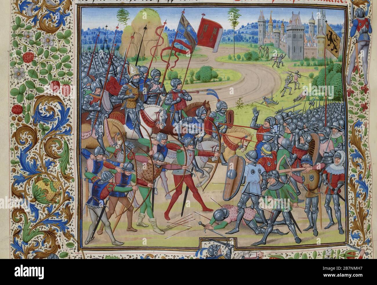 La battaglia di Dunkerque il 25 maggio 1383 (miniatura delle Grandes Chroniques de France di Jean Froissart), ca 1470-1475. Trovato nella Collezione di Biblioth&.xe8;que Nationale de France. Foto Stock