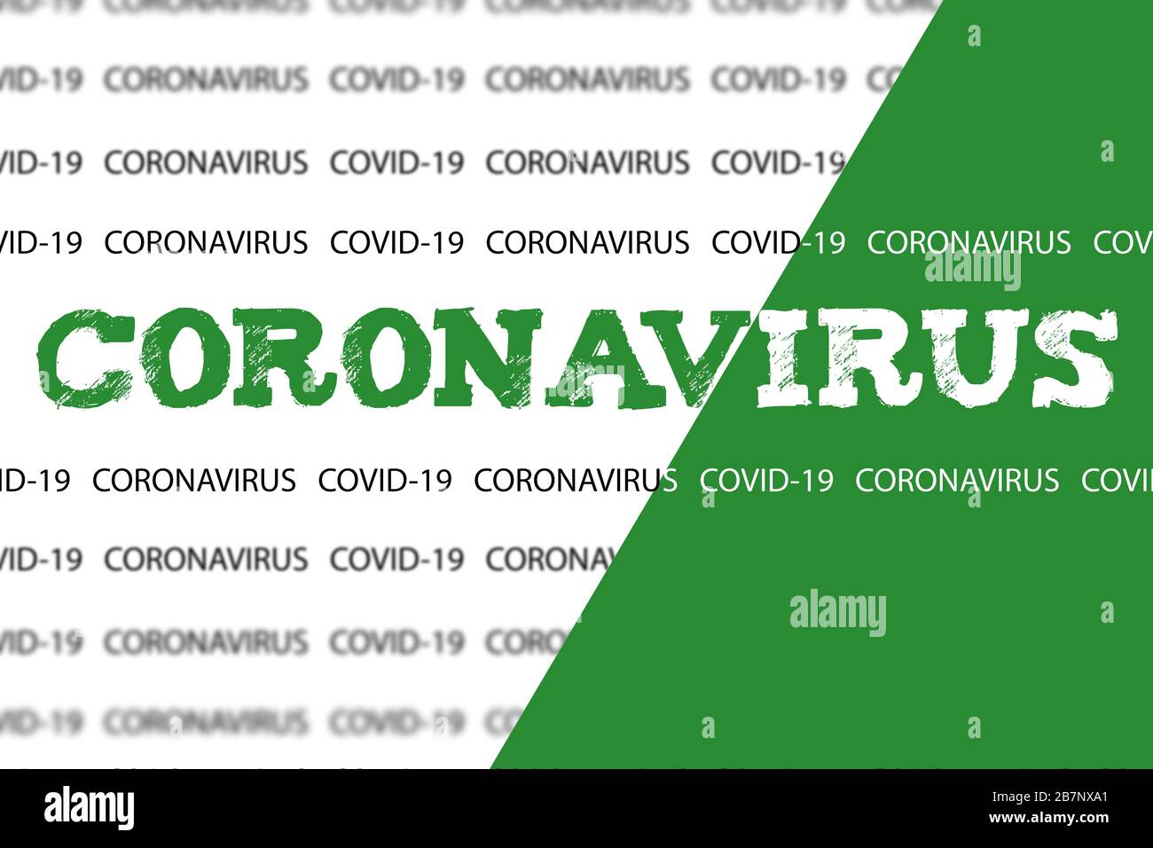 Coronavirus o COVID-19 su sfondo verde e bianco Foto Stock