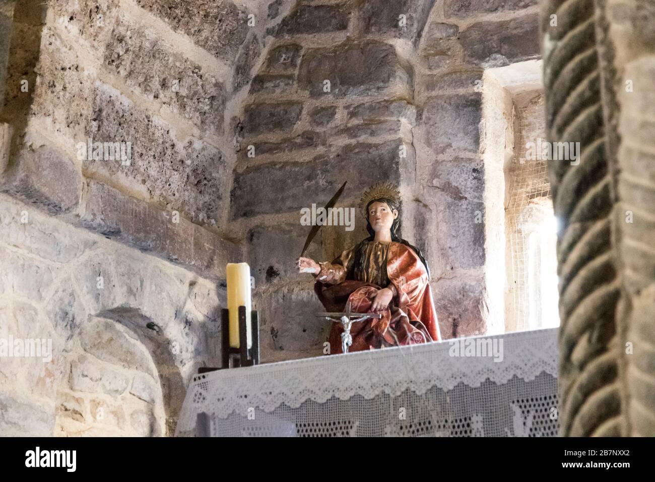 Lena, Spagna. La Chiesa di Santa Cristina de Lena, un tempio romano cattolico pre-romanico nelle Asturie. Patrimonio dell'umanità dal 1985 Foto Stock