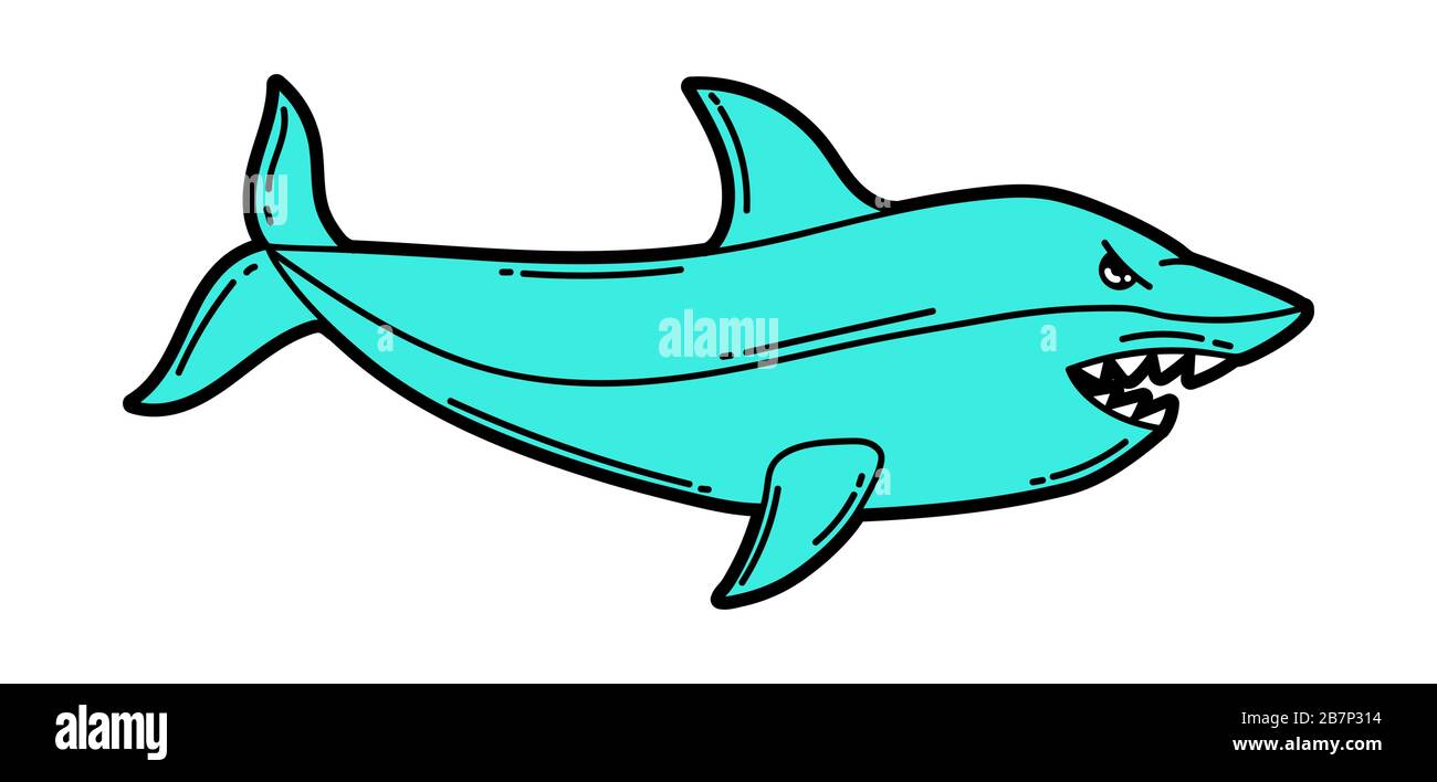 Illustrazione dello squalo cartoon. Urban colorato teenage immagine creativa. Illustrazione Vettoriale