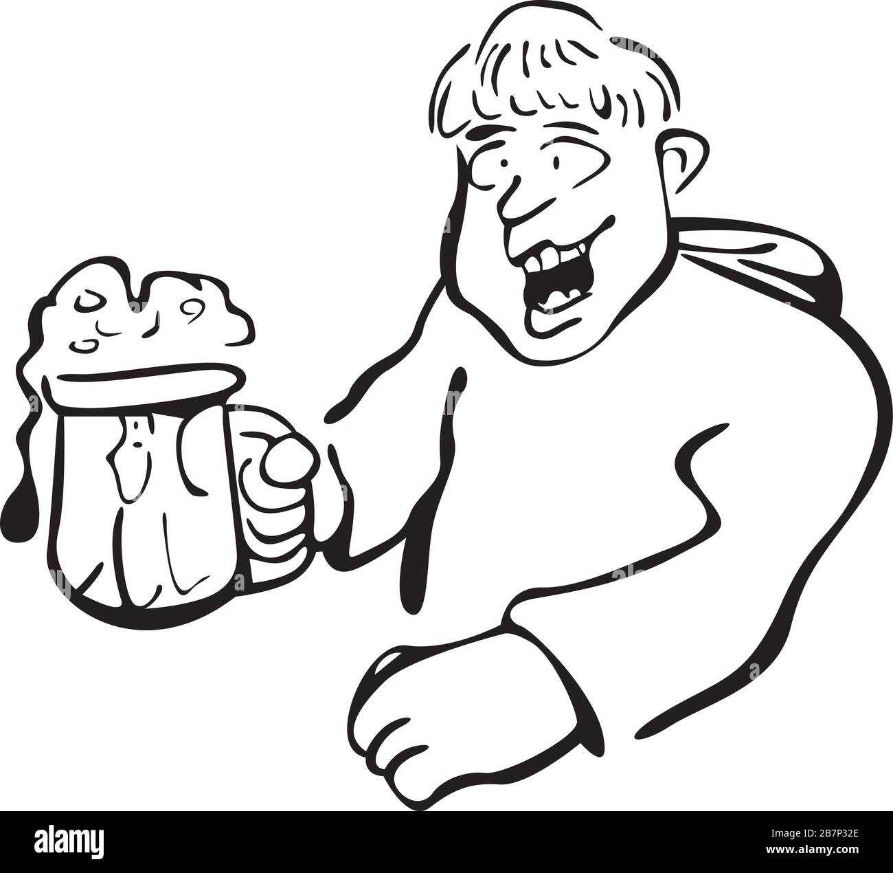 un monaco che pesava e beveva birra Illustrazione Vettoriale