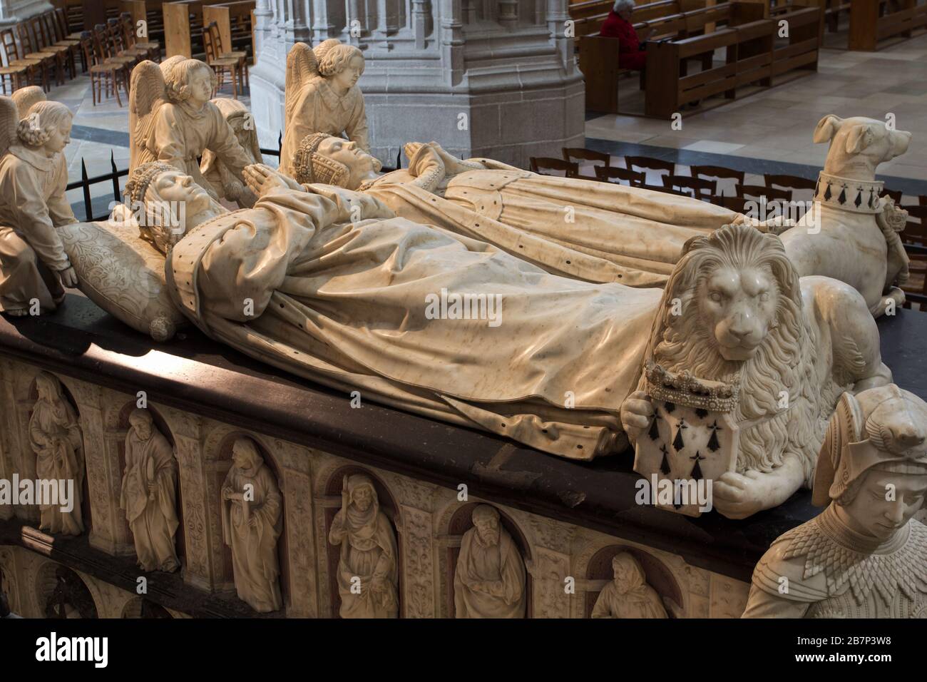 Tomba di Francesco II, Duca di Bretagna e padre di Anne de Bretagne (inizio 16 C, 1507) di Michel Colombe - Cattedrale di San Pietro, Nantes (Francia) Foto Stock