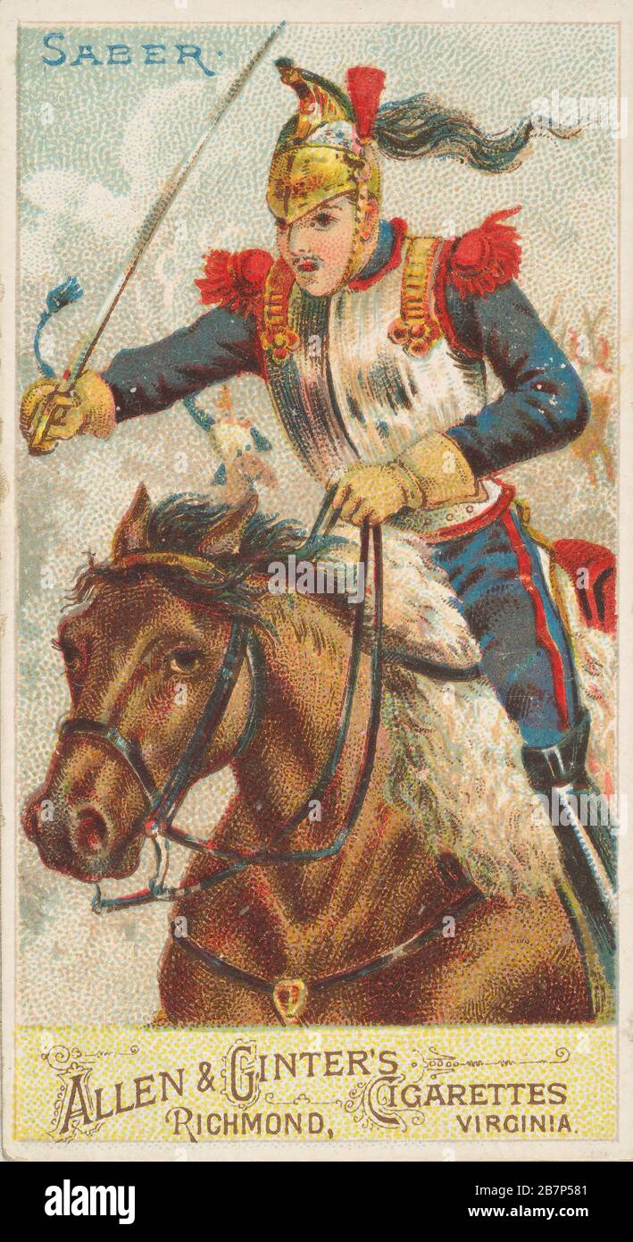 Sabre, della serie Arms of All Nations (N3) per Allen &amp; Ginter Cigarettes Brands, 1887. Foto Stock