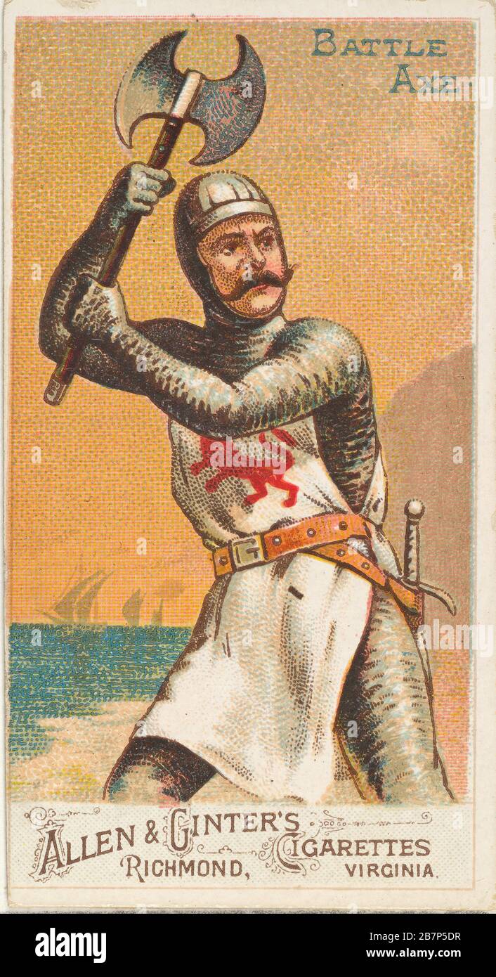 Battle Ax, della serie Arms of All Nations (N3) per Allen &amp; Ginter Cigarettes Brands, 1887. Foto Stock