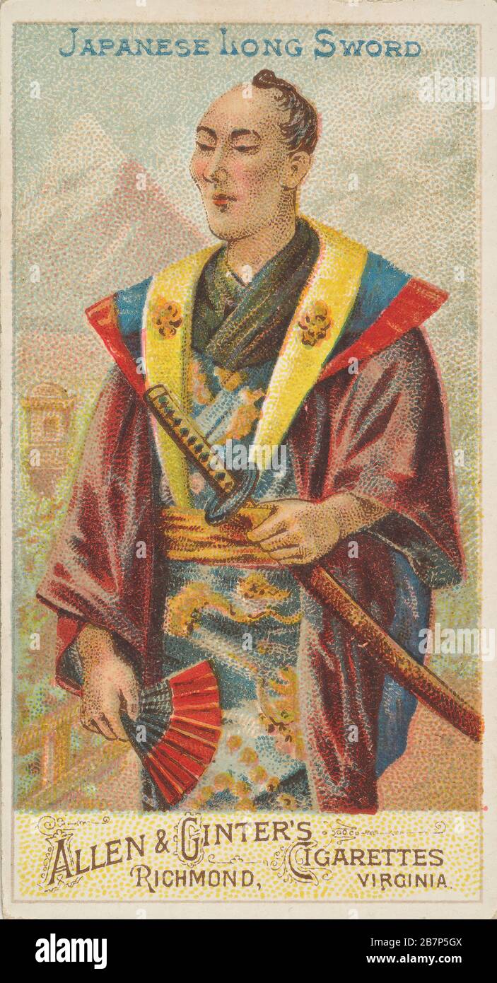 Giapponese Long Sword, della serie Arms of All Nations (N3) per Allen &amp; Ginter Cigarettes Brands, 1887. Foto Stock