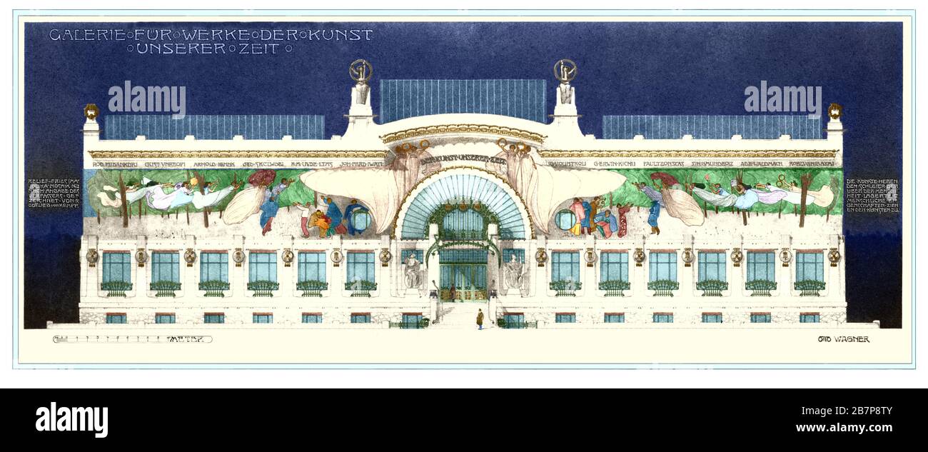 Austria, Wien, progetto per la galleria delle opere d'arte del nostro tempo, dai bozzetti dei progetti di otto Wagner Architectk 1897. Foto Stock