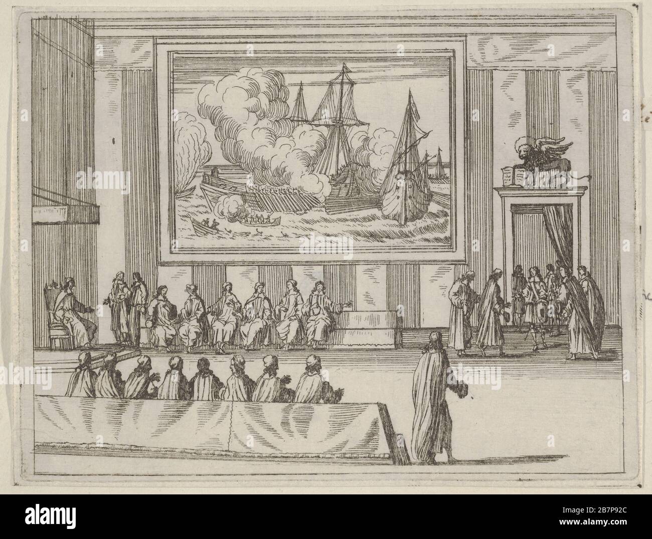 Francesco i d'Este si presenta con calore e umiltà con i rappresentanti della Repubblica di Venezia e del Duca di Savoia, dall'idea di un Principe ed Eroe Cristiano in Francesco i d'Este, di Modena e Reggio Duca VIII [...], 1659. Foto Stock