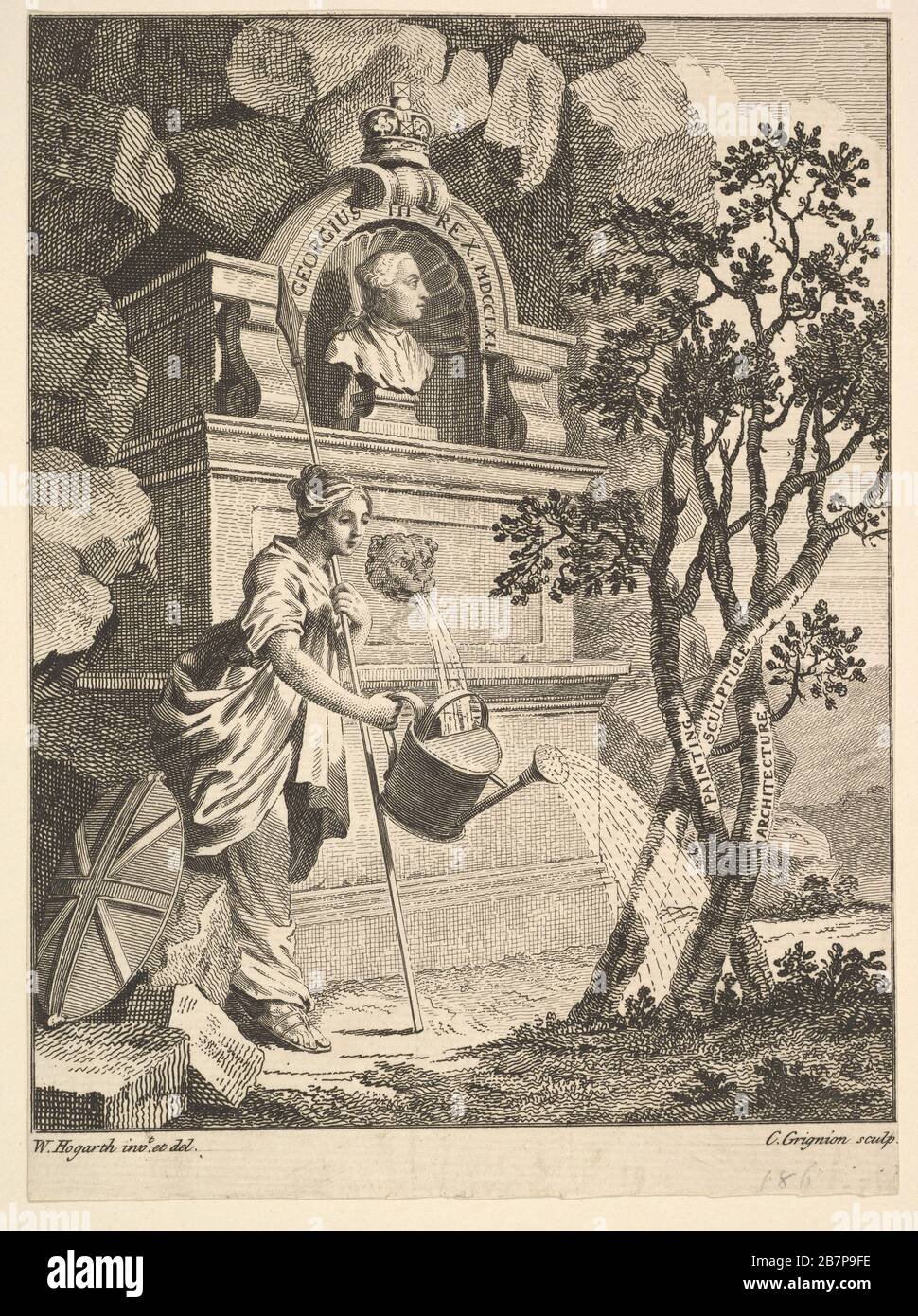 Frontespizio del Catalogo delle immagini esposte nel Giardino di Primavera, 7 maggio 1761. Dopo William Hogarth Foto Stock