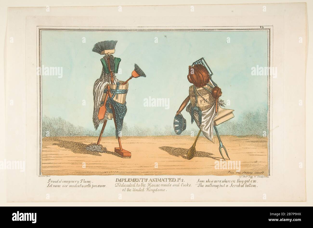Attrezzi animati, pl. 2, dedicata alle cameriere e ai cuochi dei Regno Unito, ca. 1811. Foto Stock