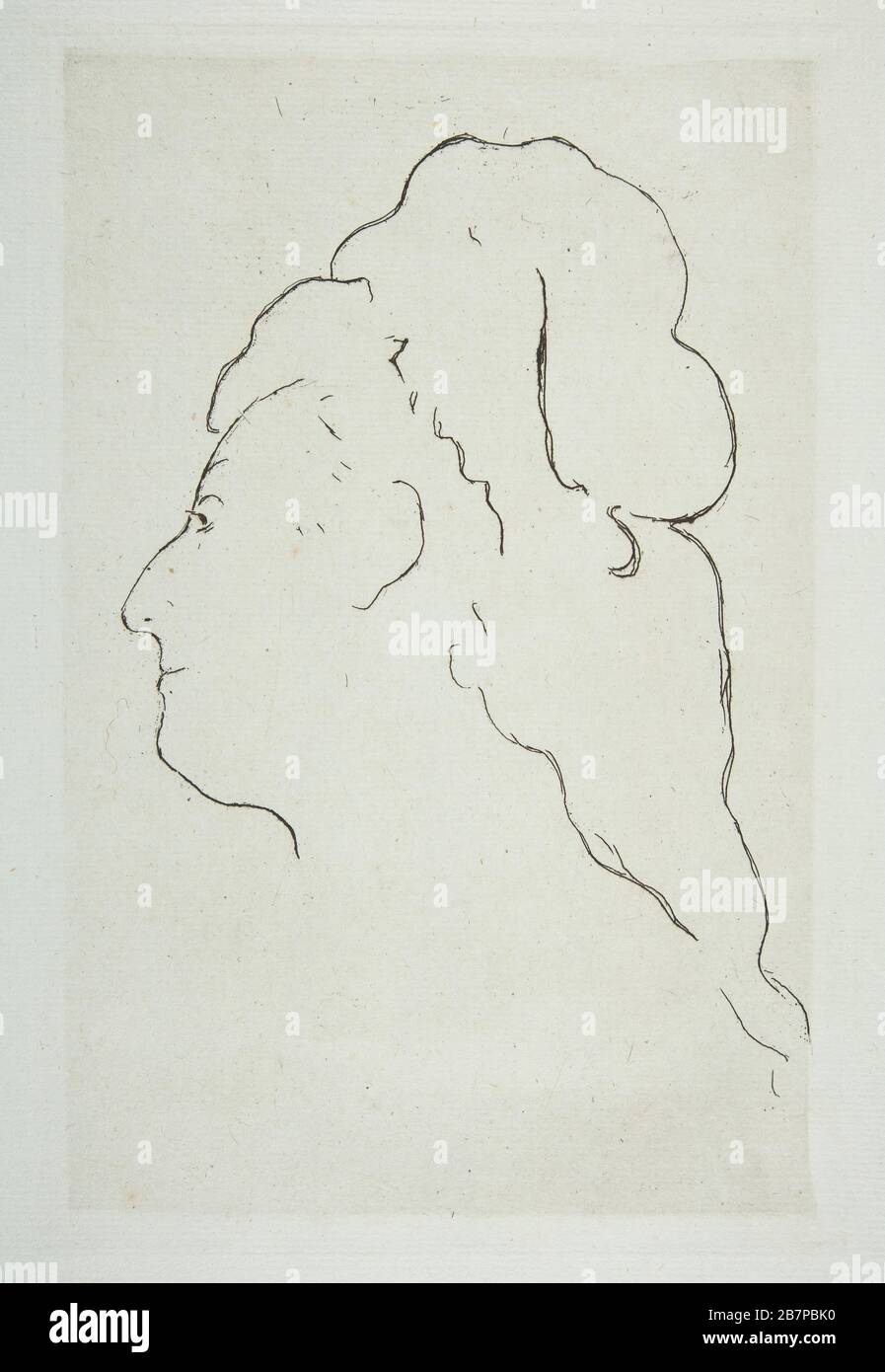 Profilo di Eva Gonzales girato a sinistra, ca. 1870. Foto Stock