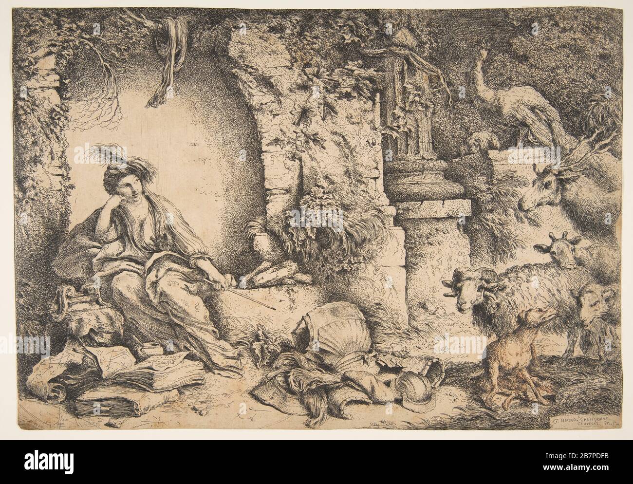 Circe con i compagni di Ulisse si trasformò in animali, 1650-51. Foto Stock