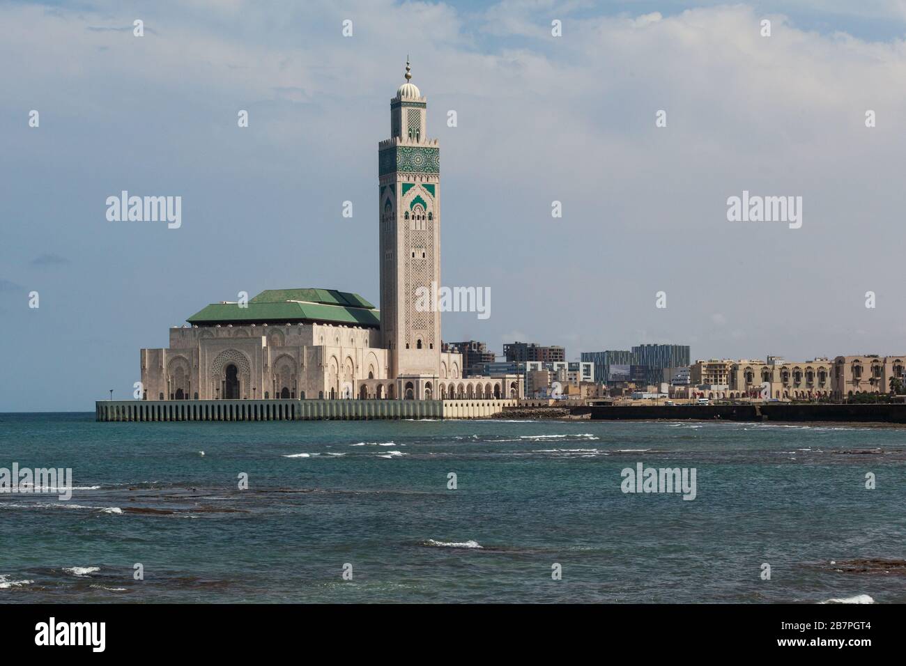Hassan moschea Casablanca luce del mare Foto Stock