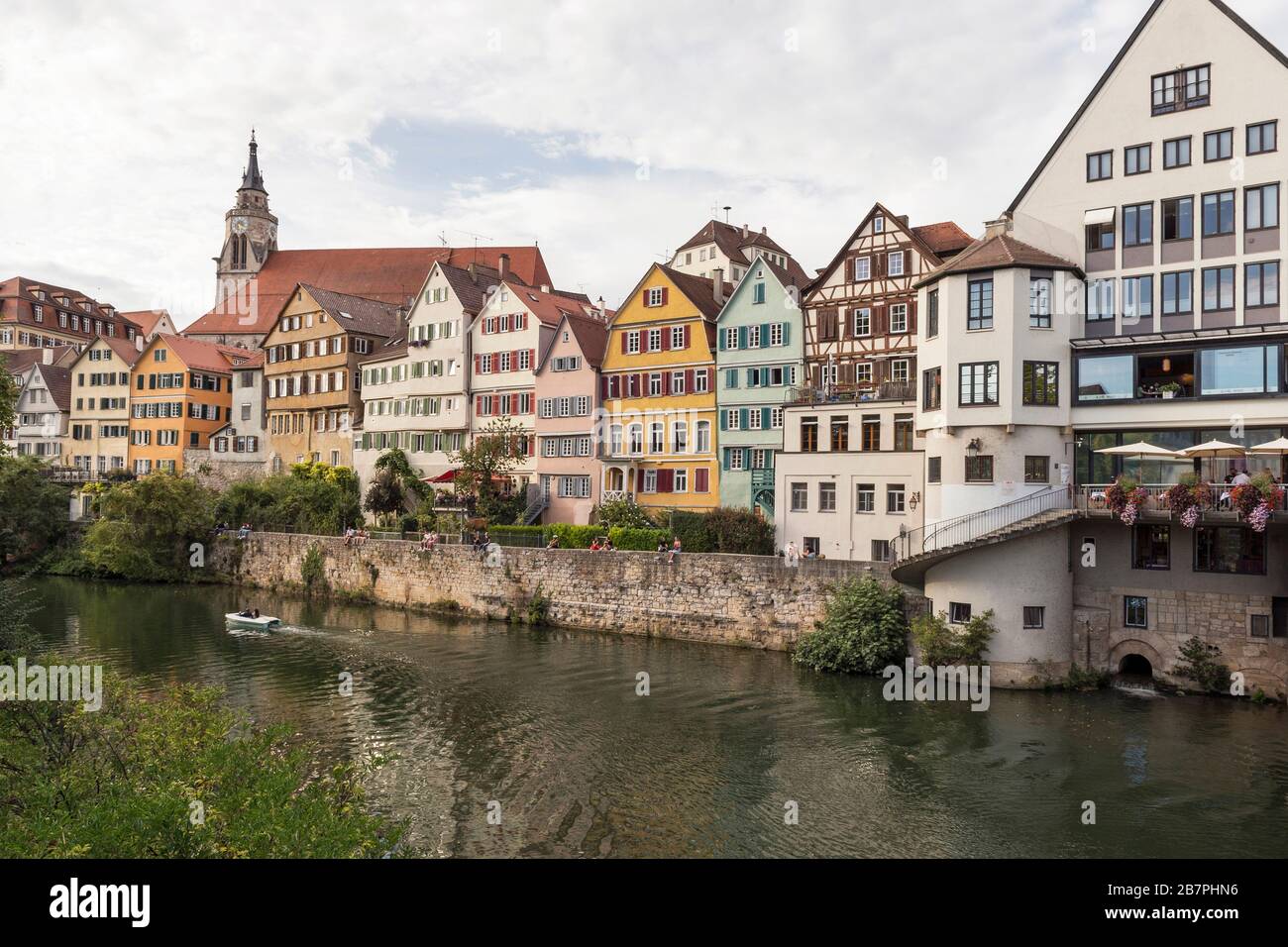 Tübingen-Germania, 16. 2019 settembre: Vista della città vecchia di Tübingen dal ponte Eberhard sul Neckar Foto Stock