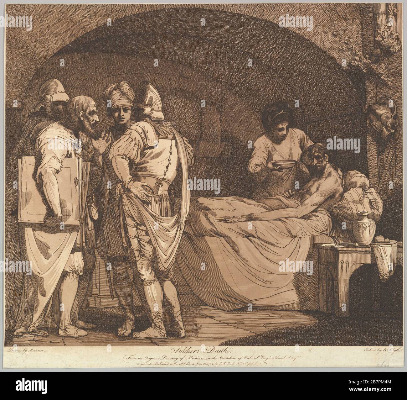 Morte del soldato (dalla vita e morte di un soldato), 1° maggio 1781. Dopo John Hamilton Mortimer. Foto Stock