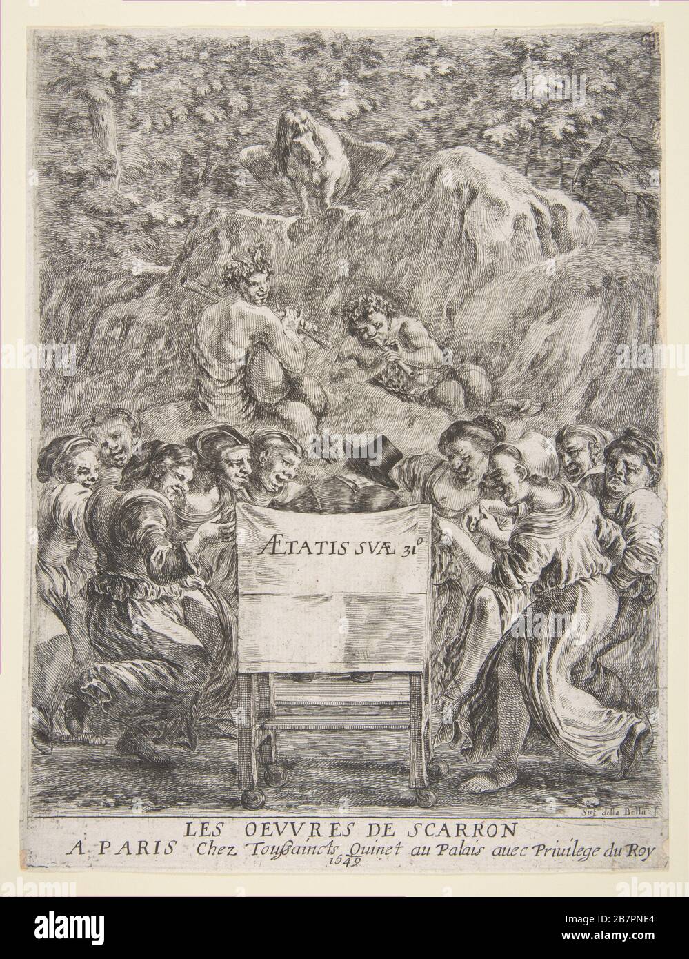 Frontespizio per Les oeuvres de Scarron, 1649. Foto Stock