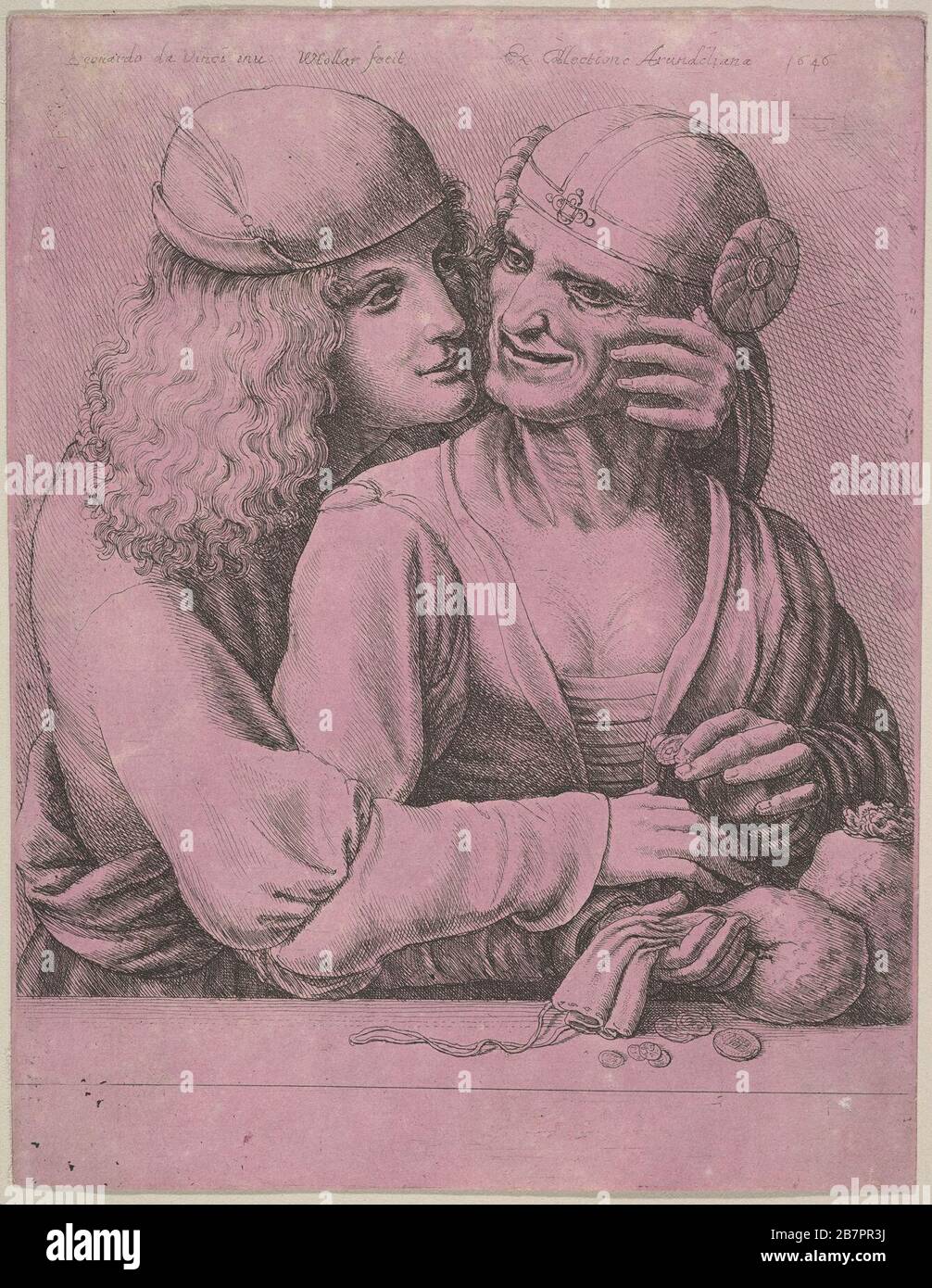 Un giovane carezzando una vecchia donna, 1646. Foto Stock