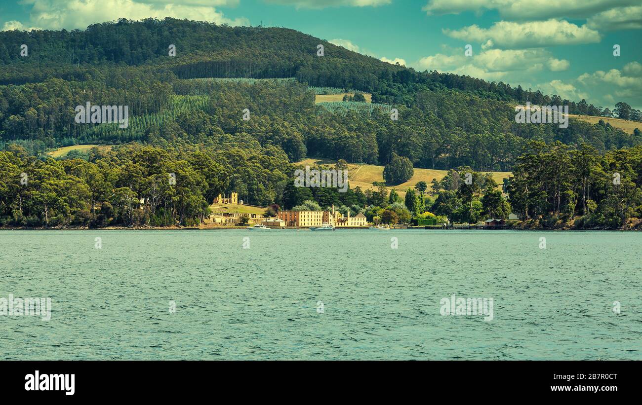 L'ex colonia penale di Port Arthur sulla penisola di Tasman dove i detenuti sono stati trasportati e ospitati in Australia, ora un'attrazione turistica. CIN Foto Stock