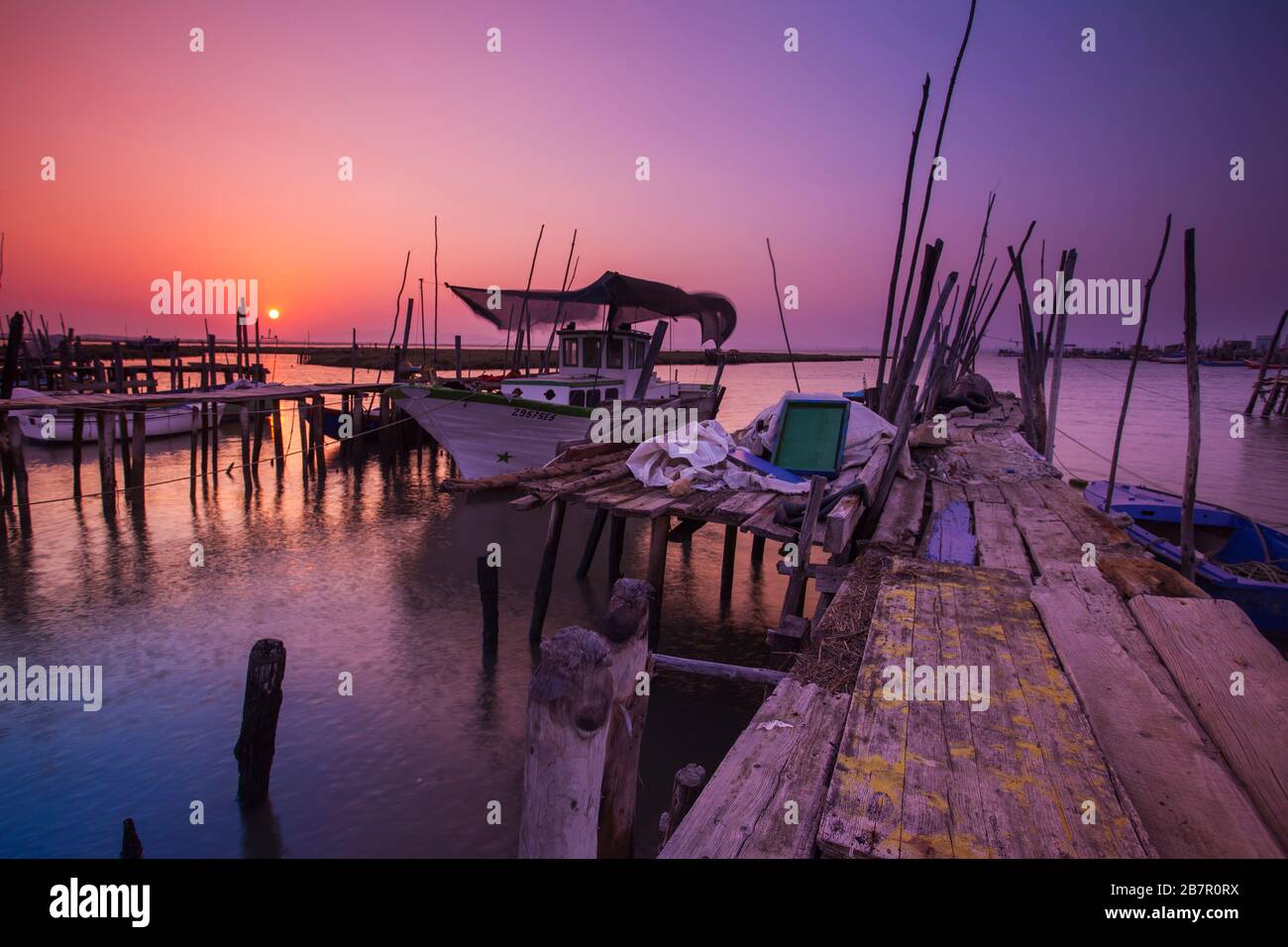 Molo Carrasqueira. Estuario del fiume Sado. Portogallo Foto Stock