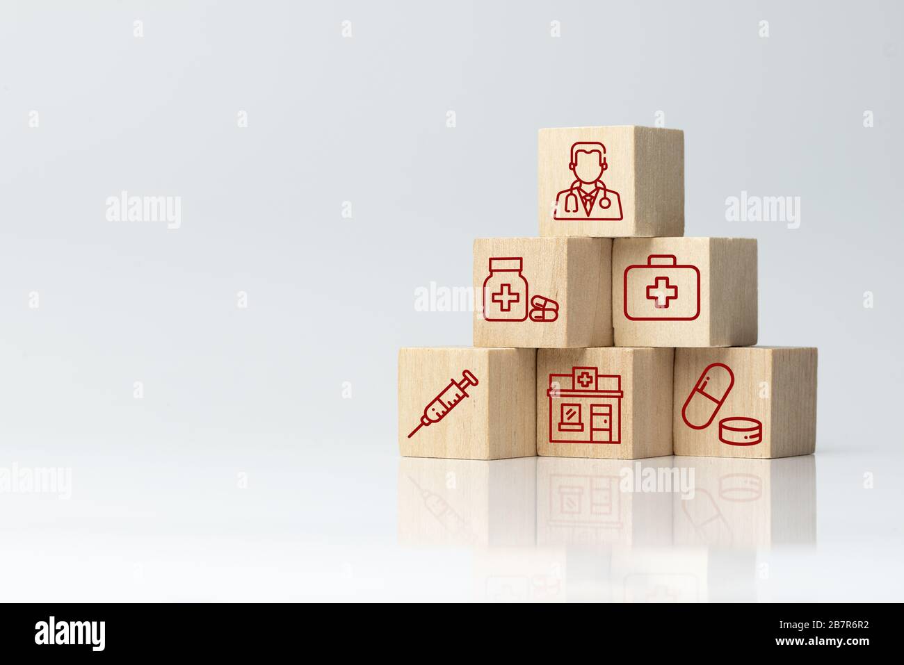 Icone di assicurazione medica Foto Stock