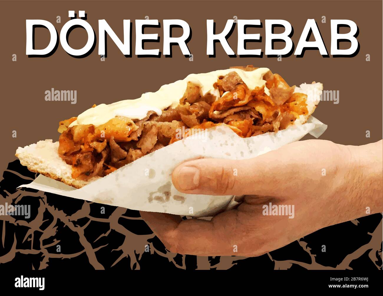 DÖNER KEBAB in mano - vettore Illustrazione Vettoriale