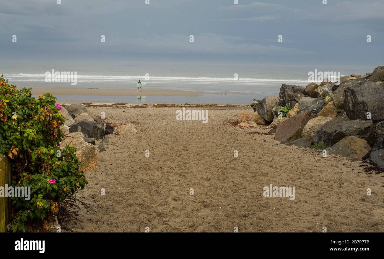 La costa del New Hampshire è coperta da piccole spiagge familiari con nomi diversi. Queste spiagge, lunghe circa 18 chilometri, sono famose in estate. Foto Stock