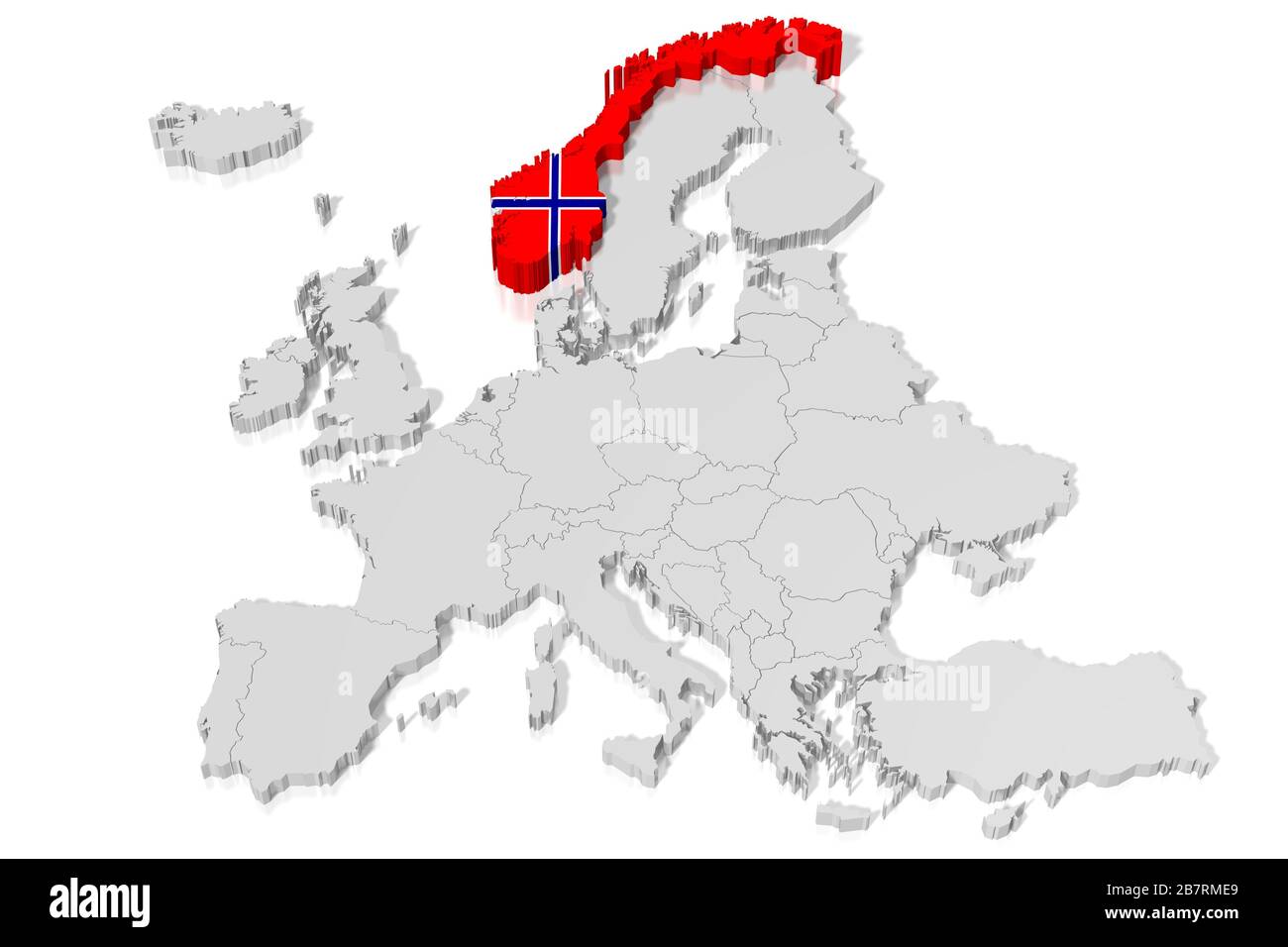 Mappa 3D, bandiera - Norvegia Foto Stock