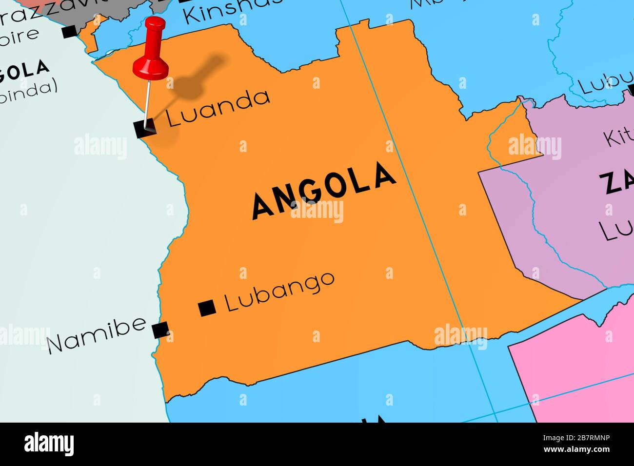 Angola, Luanda - capitale, bloccato sulla mappa politica Foto Stock