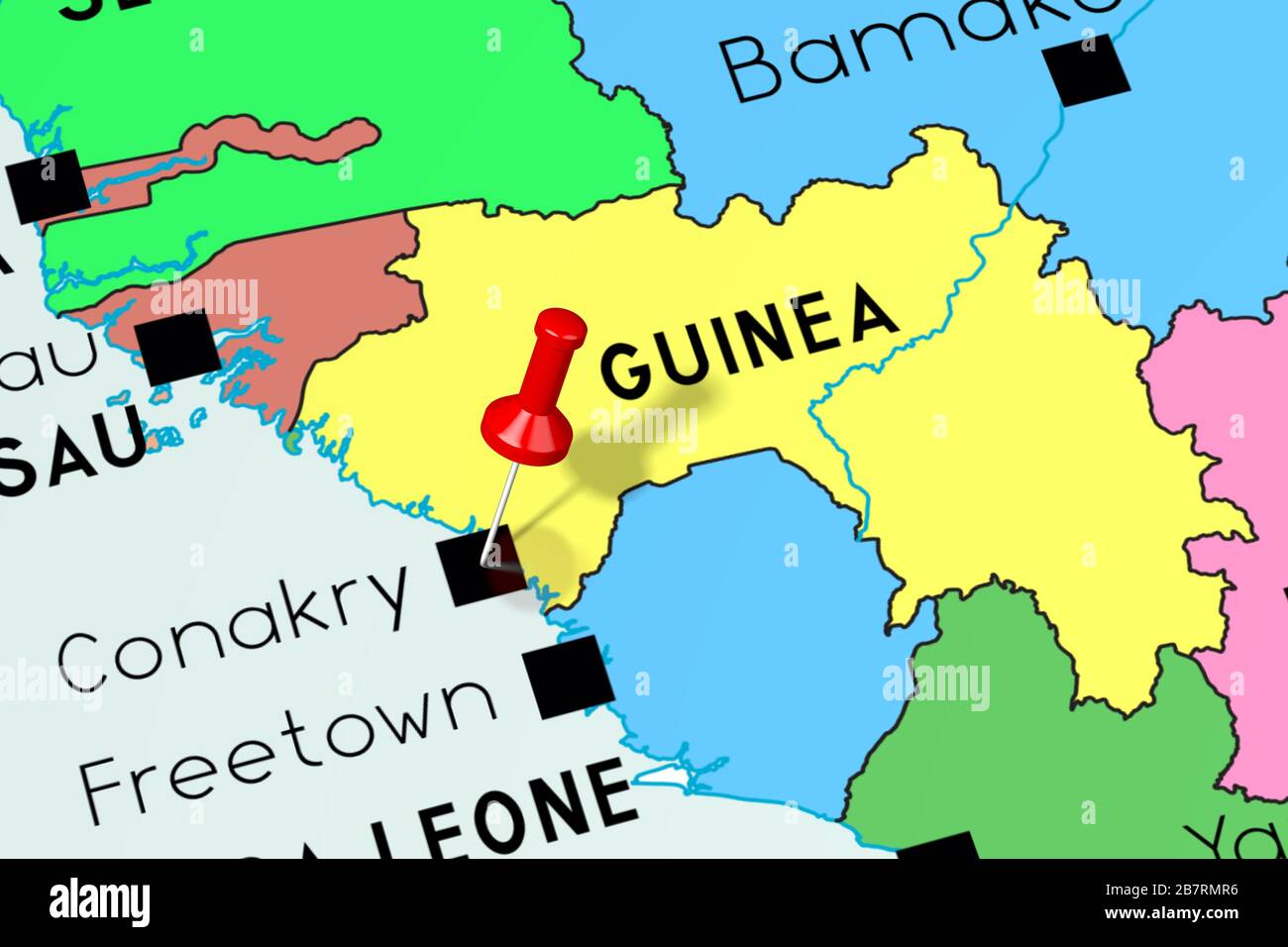Guinea, Conakry - capitale, bloccato sulla mappa politica Foto Stock