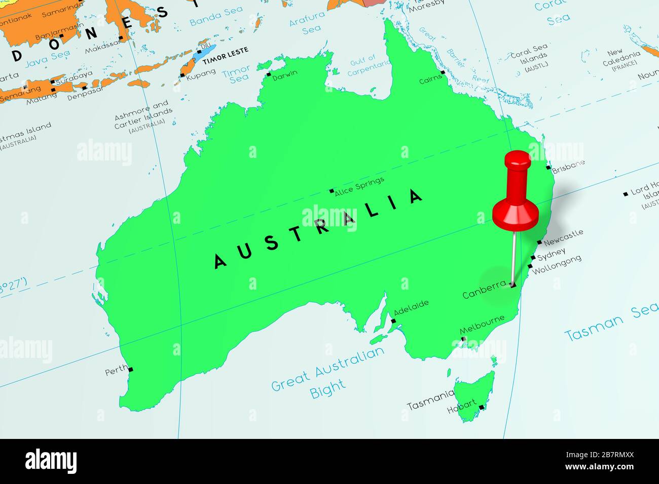 Australia, Canberra - capitale, bloccato sulla mappa politica Foto Stock