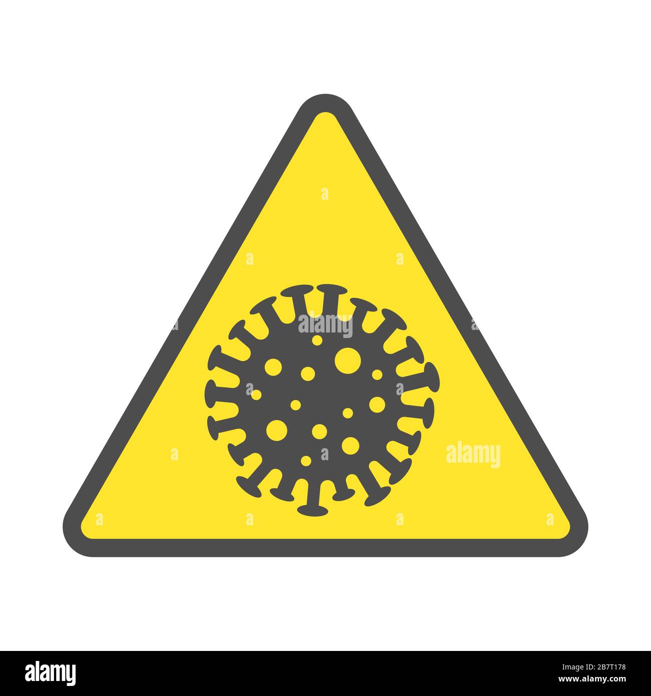 Segno di attenzione del coronavirus. Icona virus, batteri, microbi. Vettore covid-2019 segno in stile piatto. EPS 10. Illustrazione Vettoriale