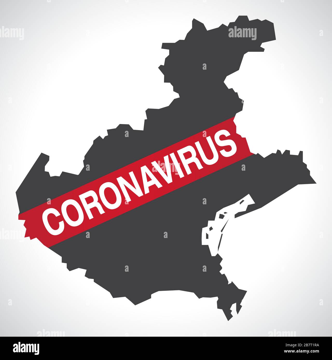 Mappa della regione Veneto ITALIA con l'illustrazione di avvertenza Coronavirus Illustrazione Vettoriale