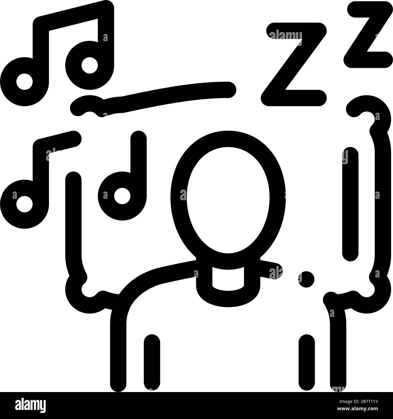 Fasciati addormentare con l'illustrazione del profilo di Music Vector Illustrazione Vettoriale