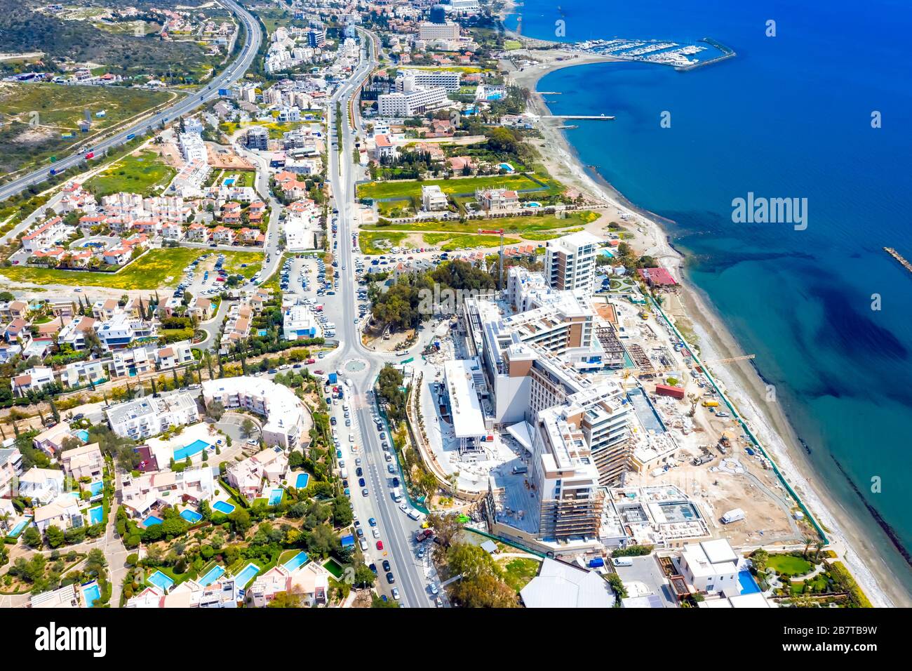 Parte est di Limassol, Cipro, vista dall'alto Foto Stock