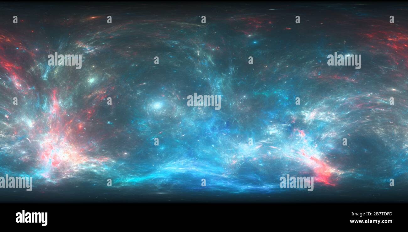 Trama panoramica a 360 gradi di esoplanet colorata, sfondo astratto generato dal computer, rendering 3D Foto Stock