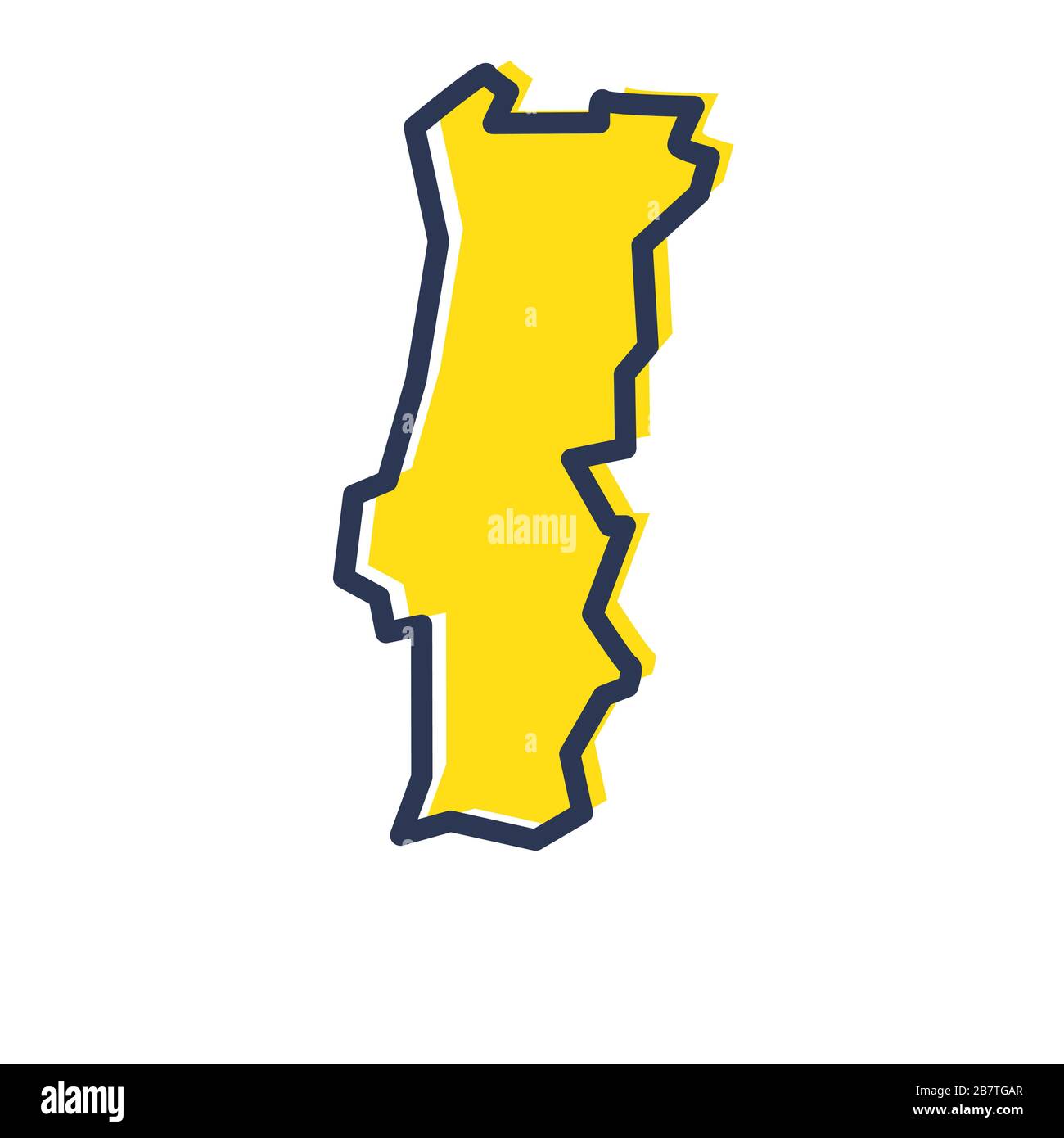 Semplice mappa del Portogallo stilizzata in giallo Illustrazione Vettoriale