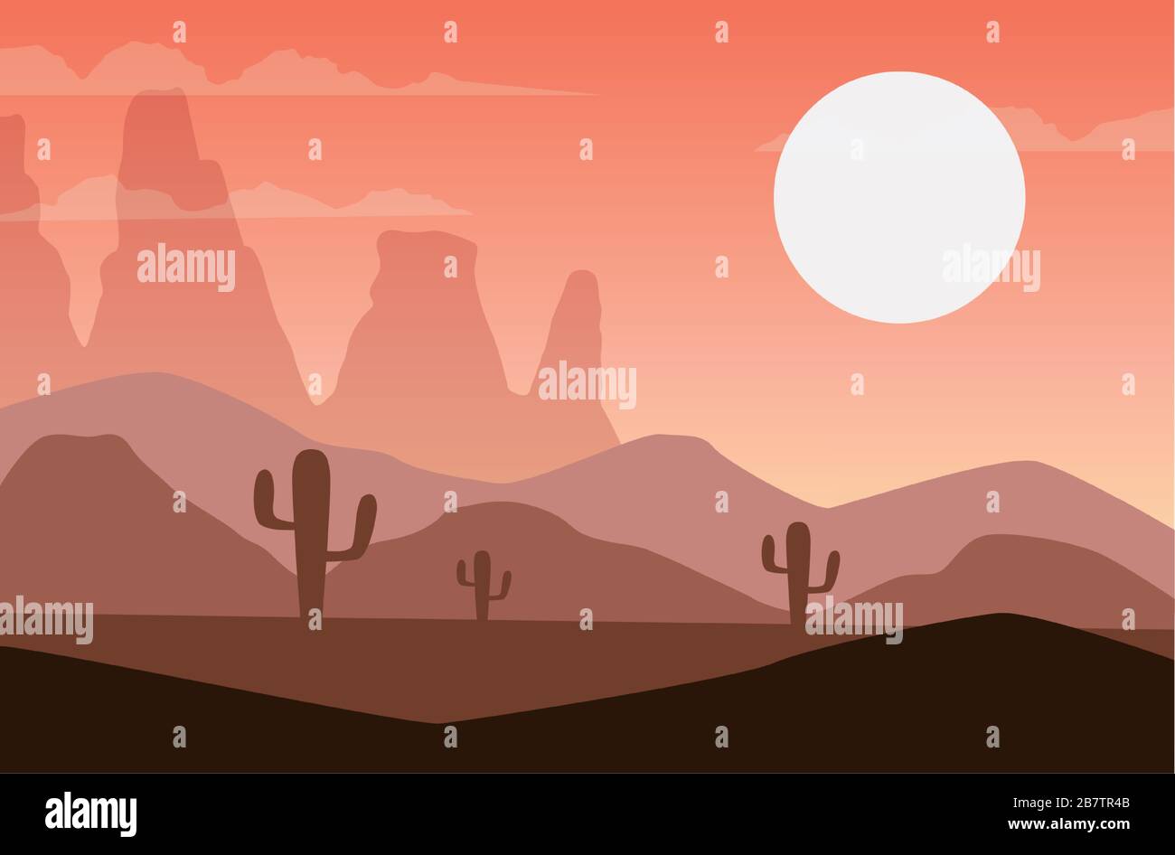 bellissimo paesaggio con scenario desertico Illustrazione Vettoriale