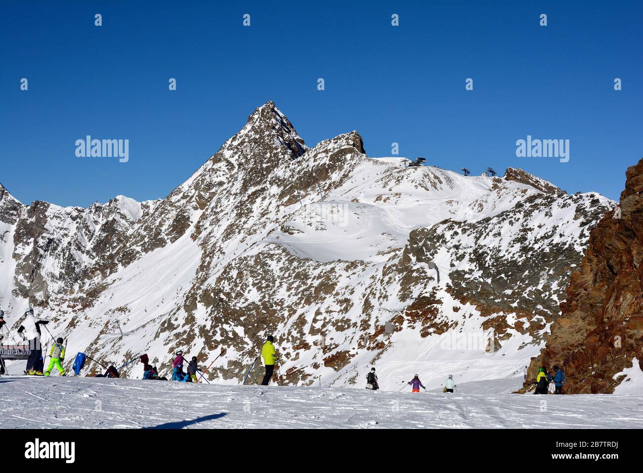Austria, sport invernali area ghiacciaio Stubaier nelle Alpi austriache Foto Stock