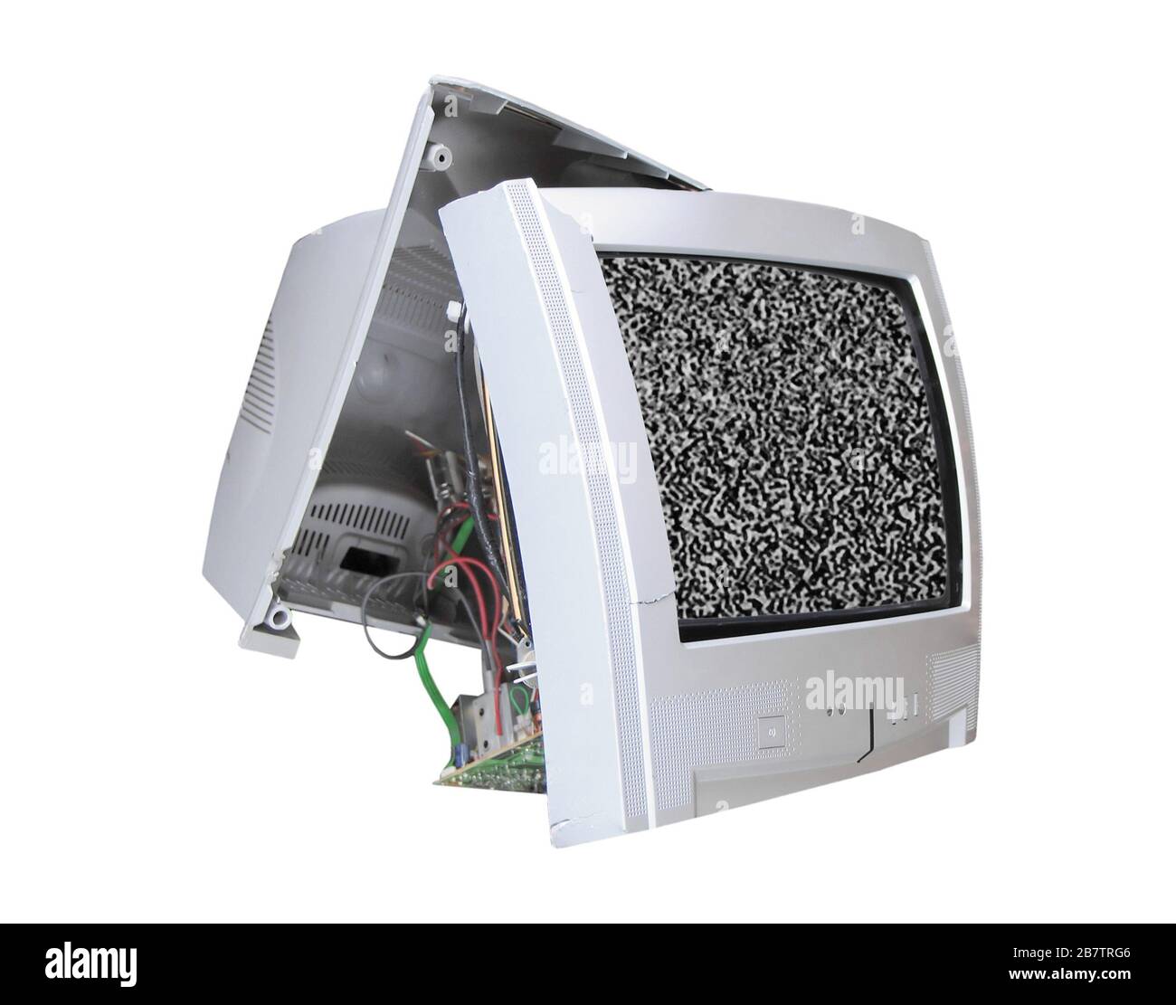 Vecchio televisore analogico guasto con rumore statico Foto Stock