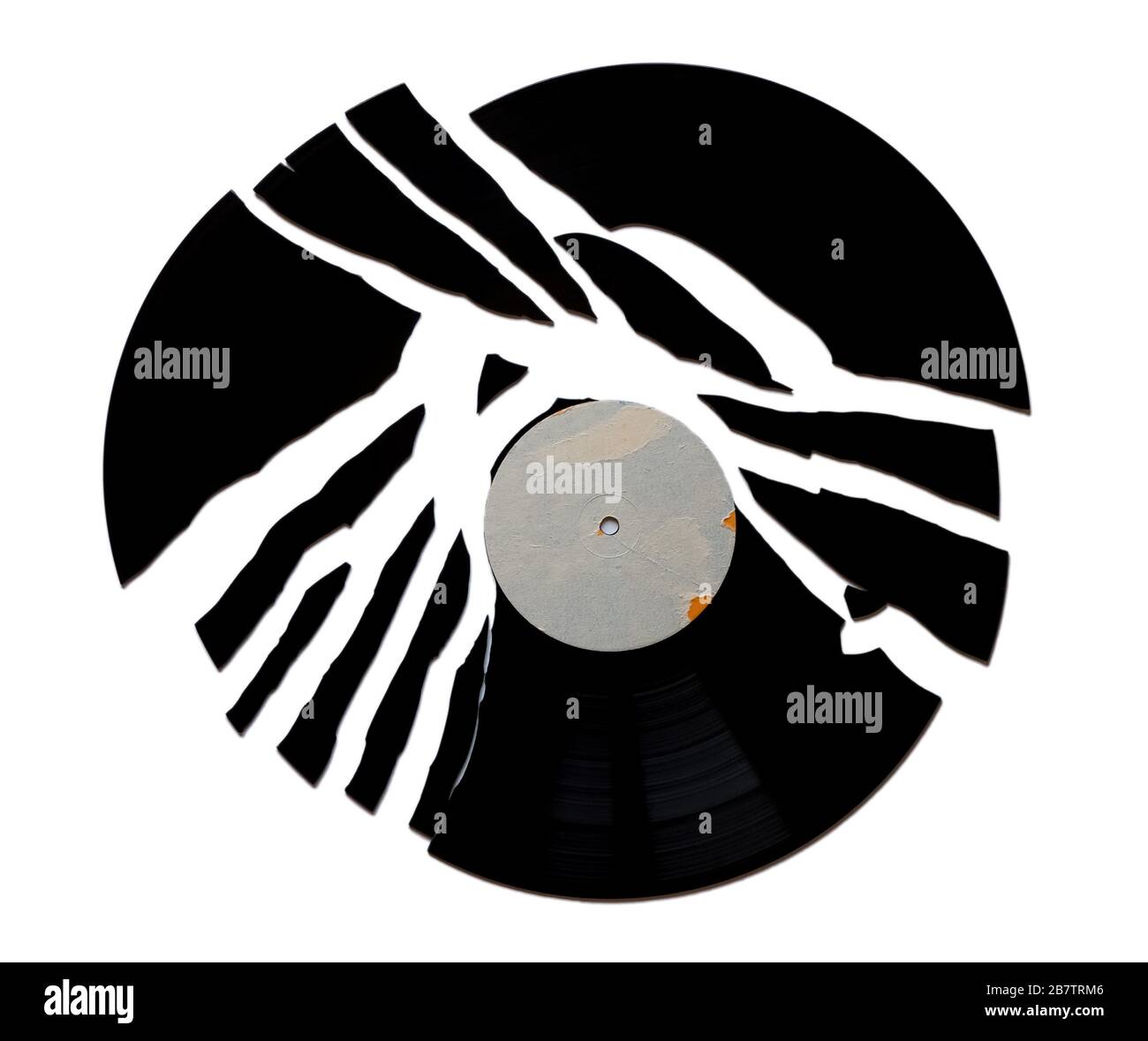supporto di registrazione di musica analogica vintage con disco in vinile  rotto Foto stock - Alamy