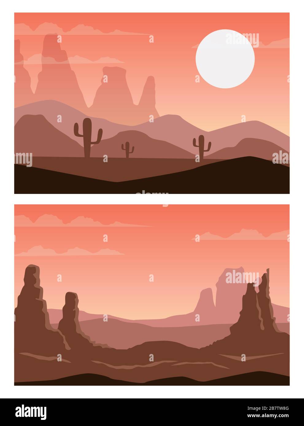 splendidi paesaggi con scene desertiche Illustrazione Vettoriale