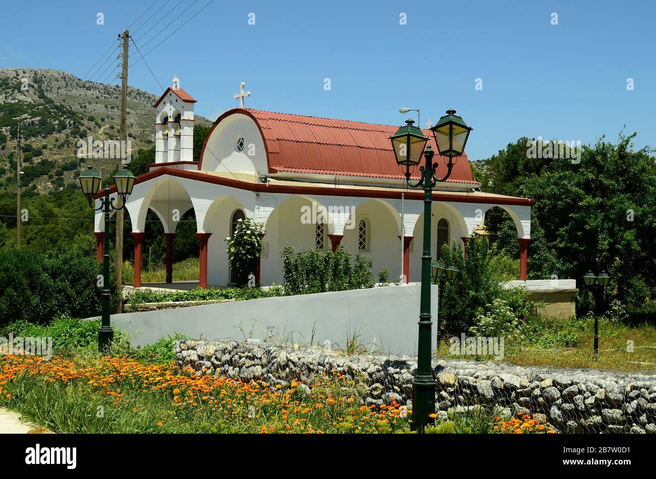 Grecia, Creta, chiesa ortodossa sull'altopiano di Lassithi Foto Stock