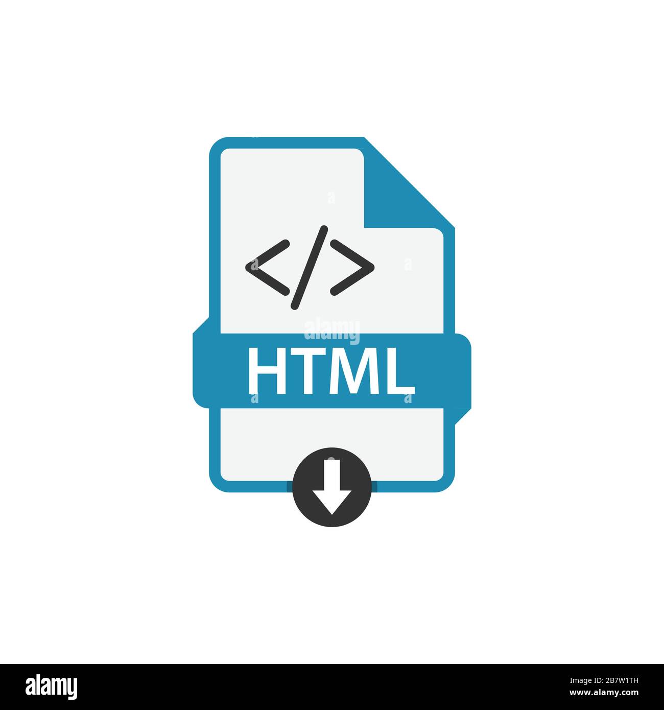File HTML documento download css pulsante icona immagine vettoriale. Vettore grafico disegno piatto icona file HTML Illustrazione Vettoriale