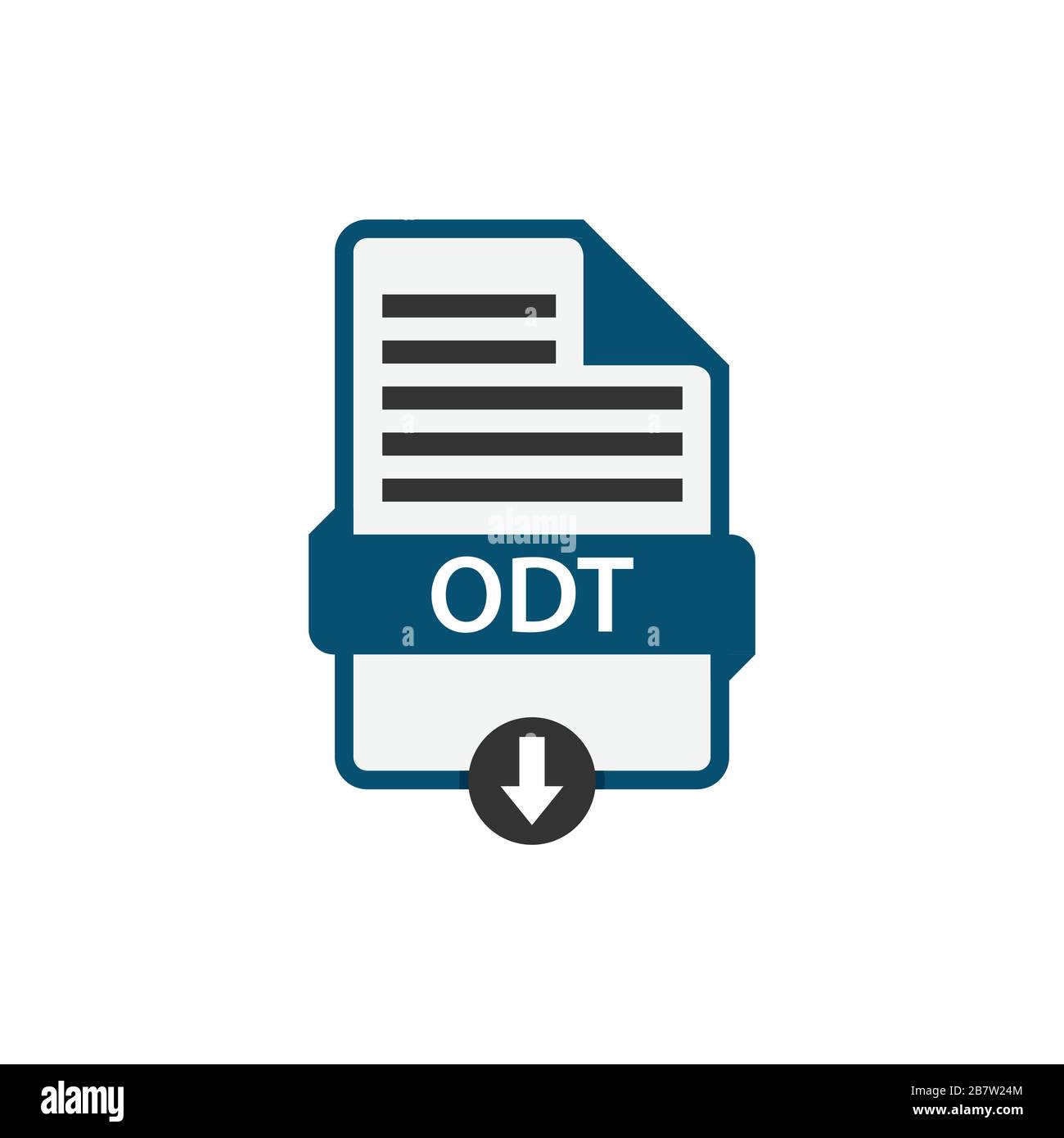 Immagine vettoriale in formato file di download del documento ODT. Vettore grafico disegno piatto icona file ODT Illustrazione Vettoriale