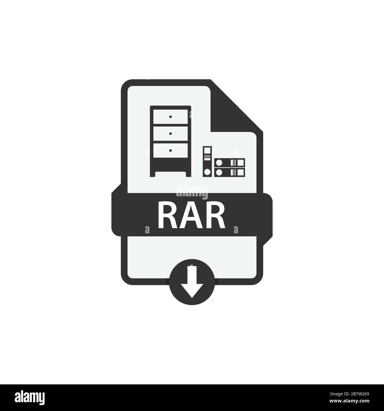 IMMAGINE vettoriale in formato file di download del documento RAR. Vettore grafico disegno piatto icona file RAR Illustrazione Vettoriale