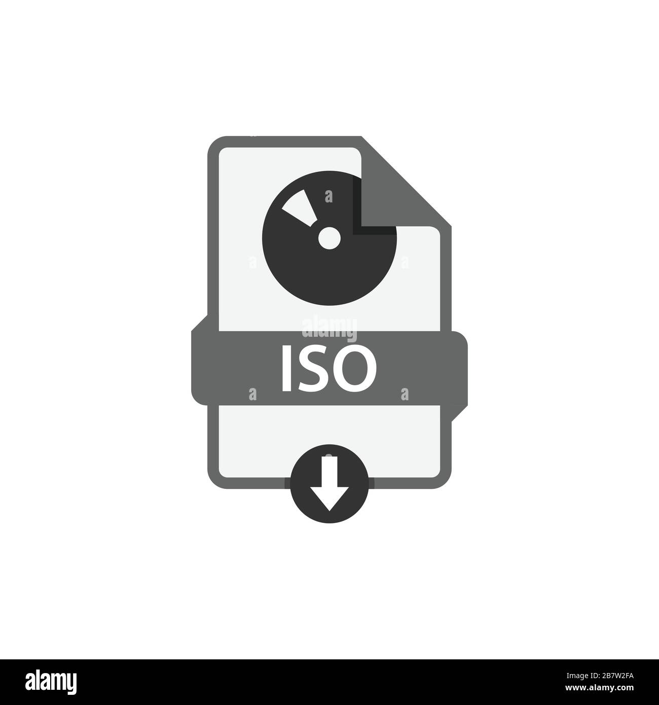 Immagine vettoriale formato file di download documento ISO. Vettore grafico disegno piatto icona file ISO Illustrazione Vettoriale