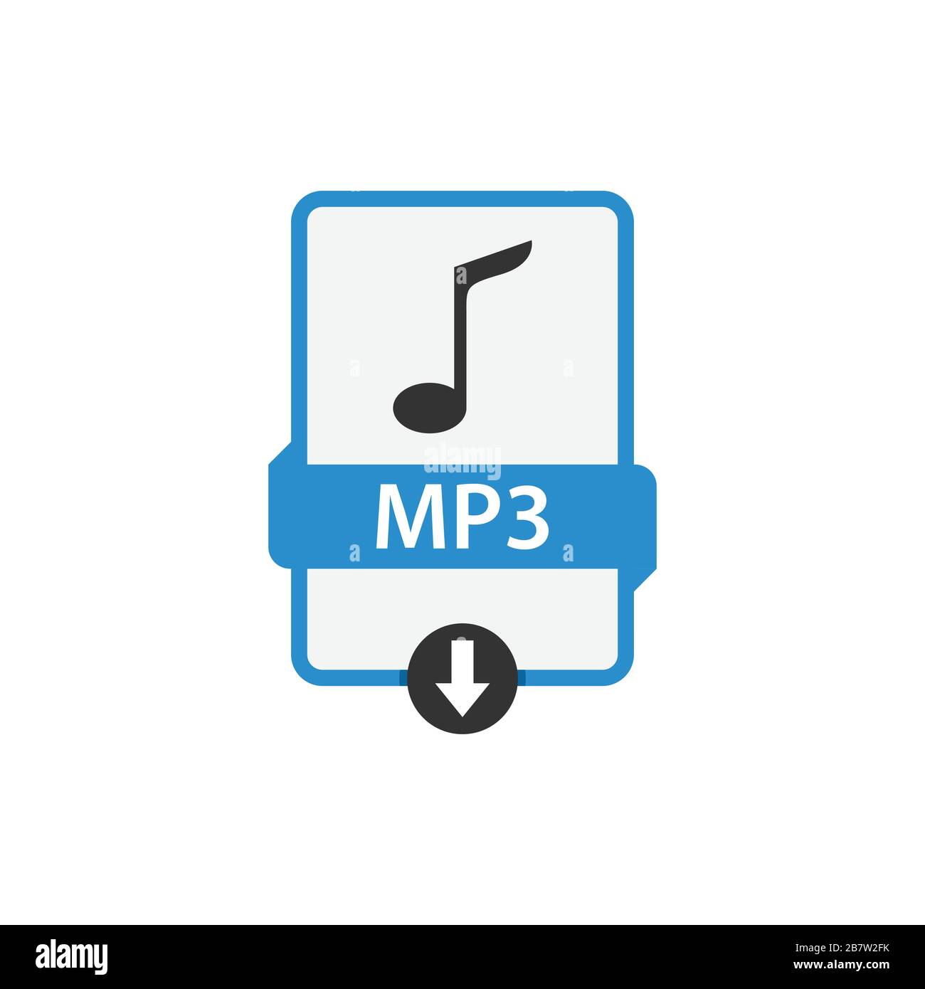MP3 scarica immagine vettoriale formato file audio. File MP3 icona flat design grafico vettore audio Illustrazione Vettoriale